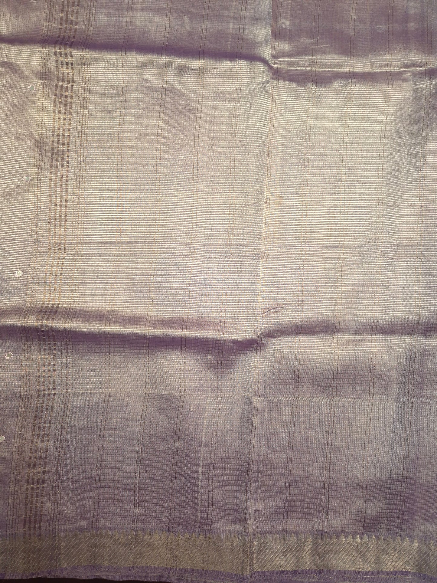 Light Silverish Purple Mangalgiri Pattu Saree with Mirror work