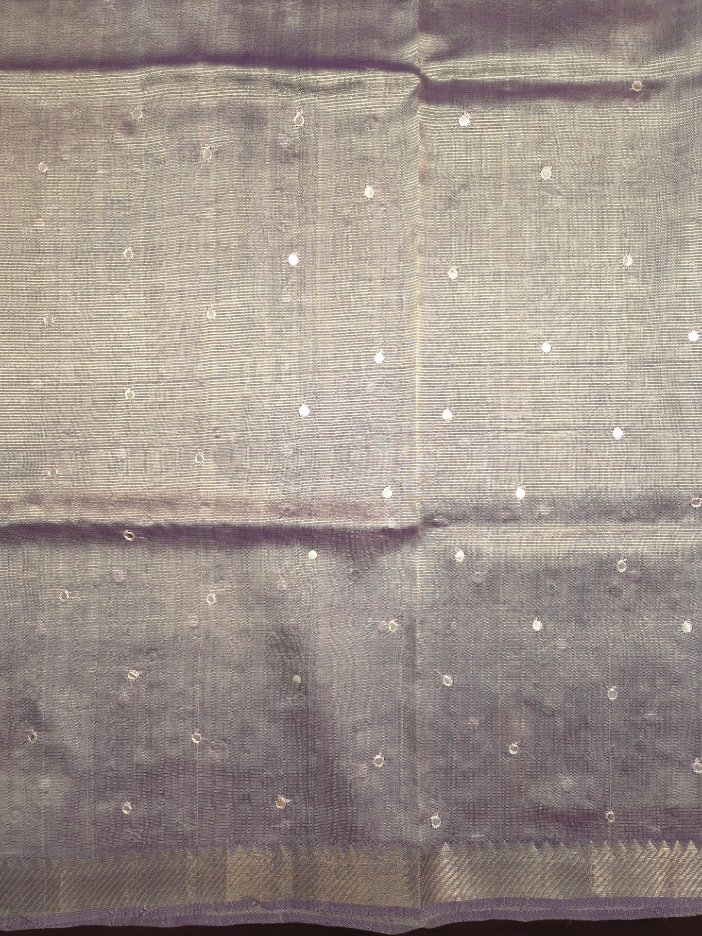 Light Silverish Purple Mangalgiri Pattu Saree with Mirror work