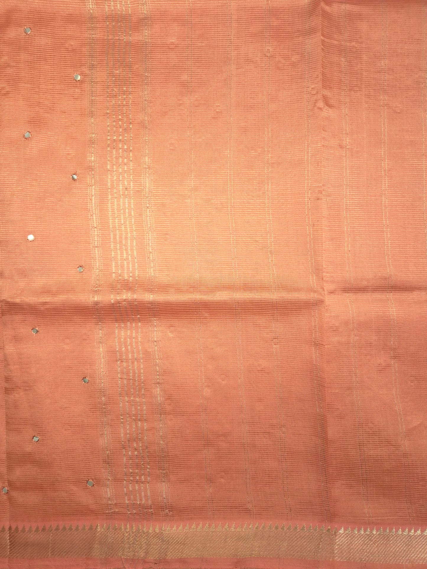 Peach Mangalgiri Pattu Saree with Mirror work