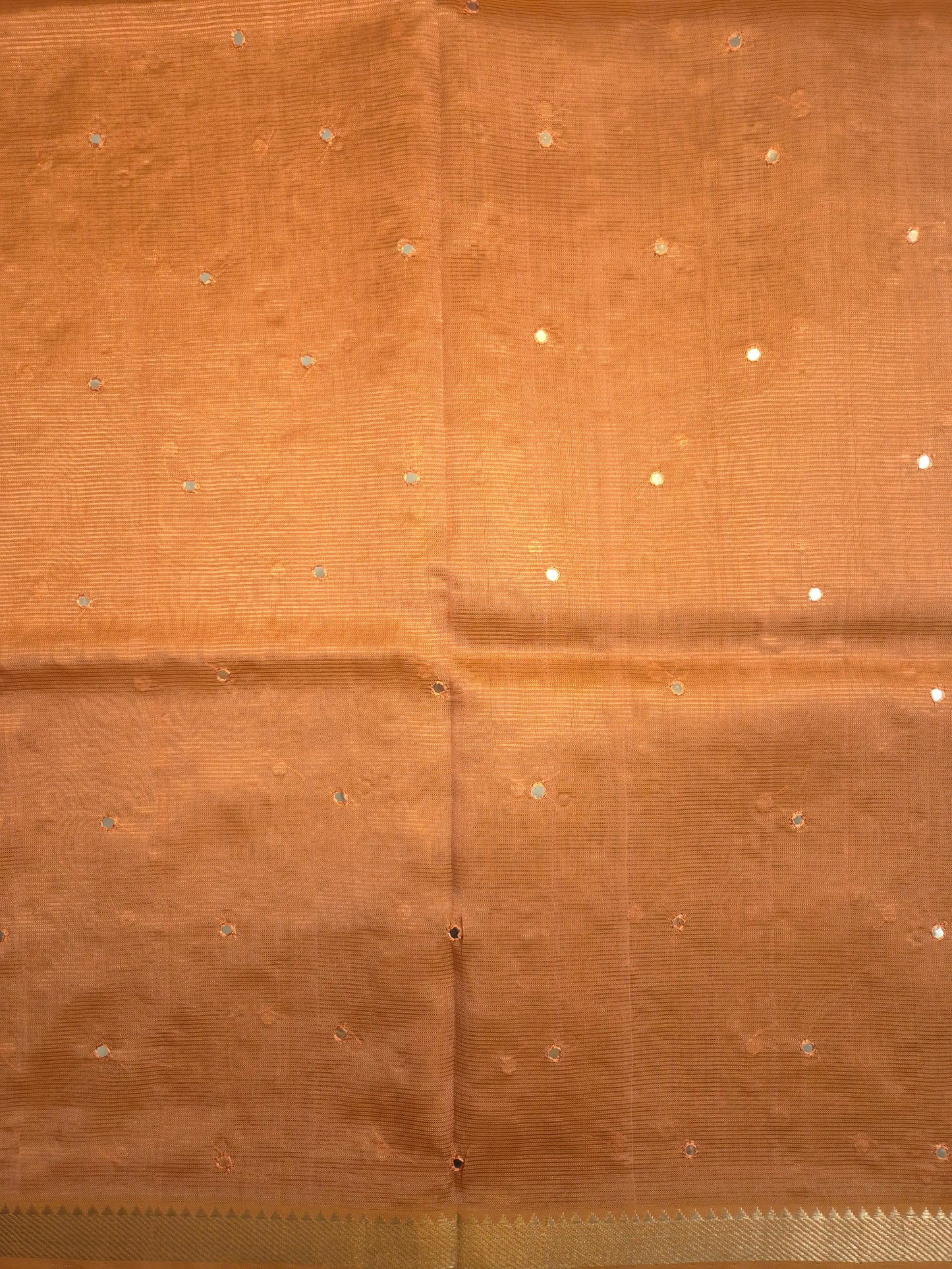 Fresh Peach Mangalgiri Pattu Saree with Mirror work