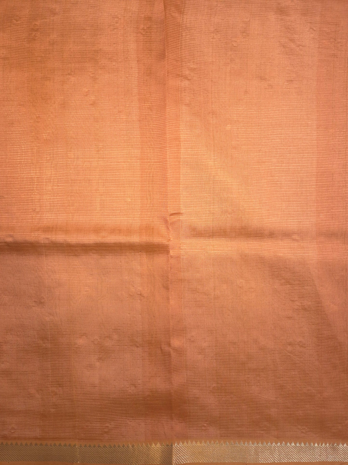 Fresh Peach Mangalgiri Pattu Saree with Mirror work