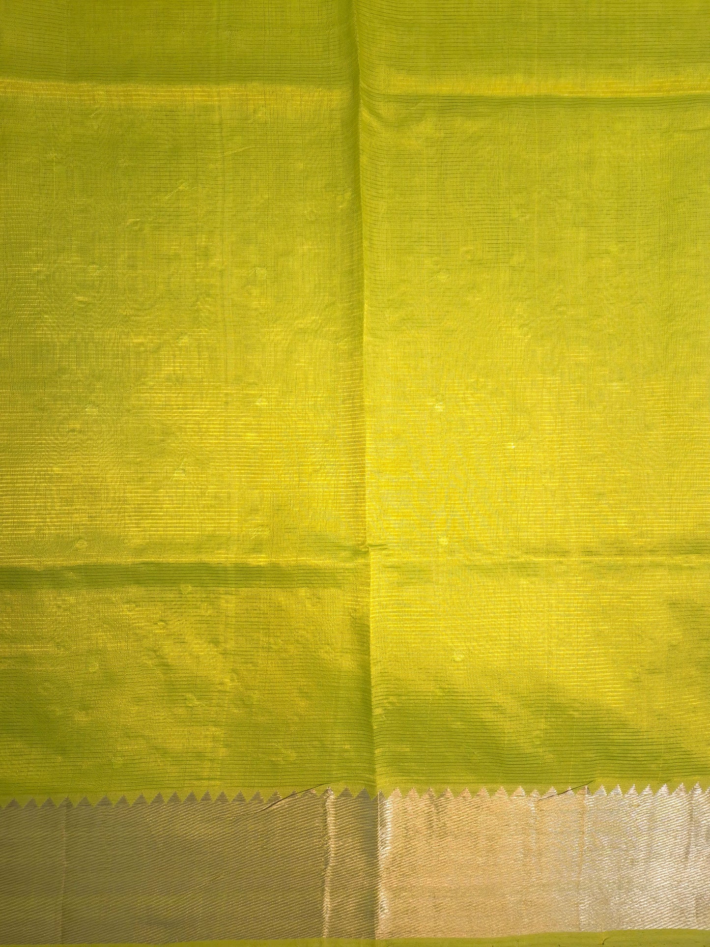 Lemon Green Mangalgiri Pattu Saree with Mirror work