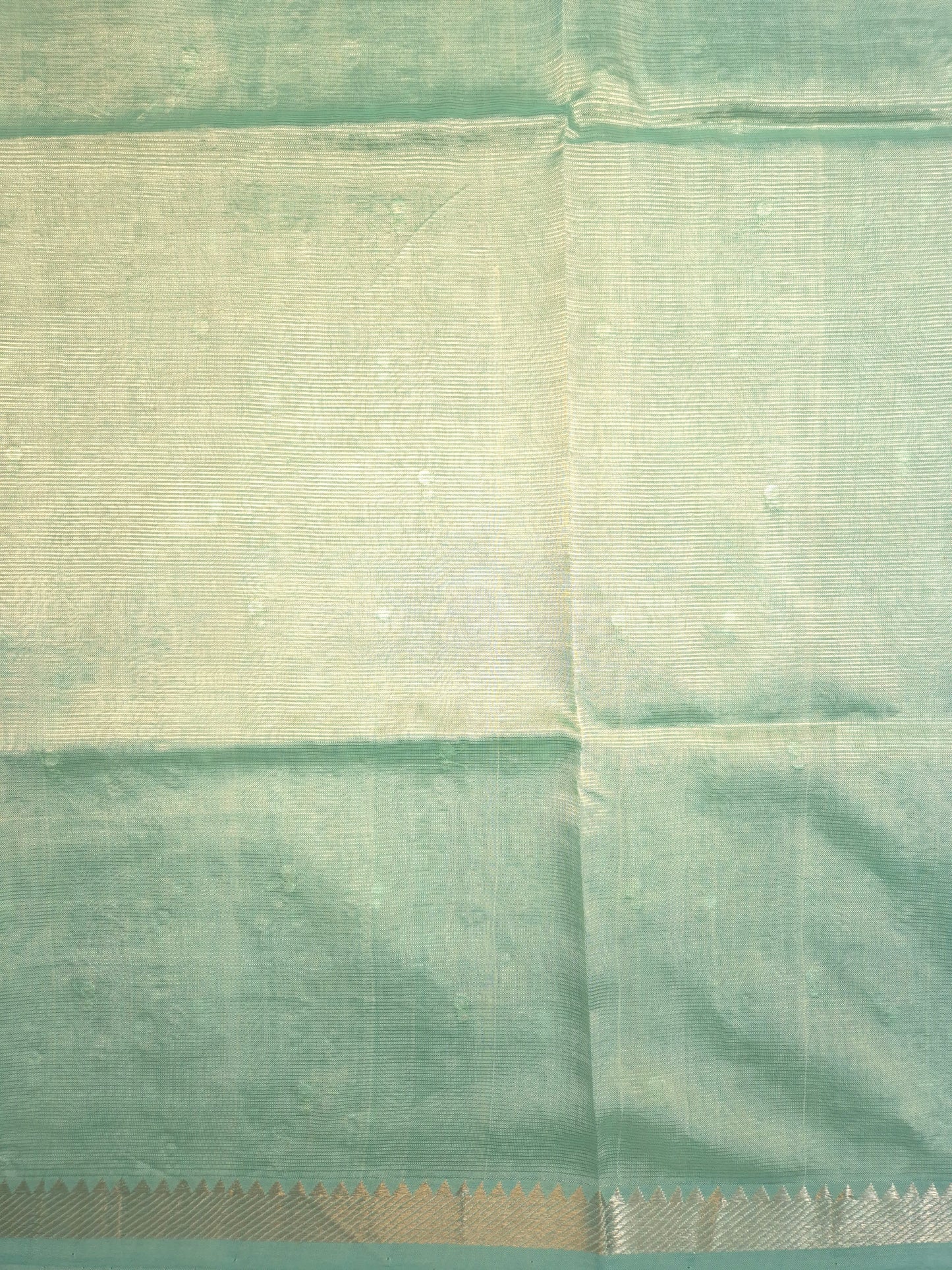 Mint Green Mangalgiri Pattu Saree with Mirror work