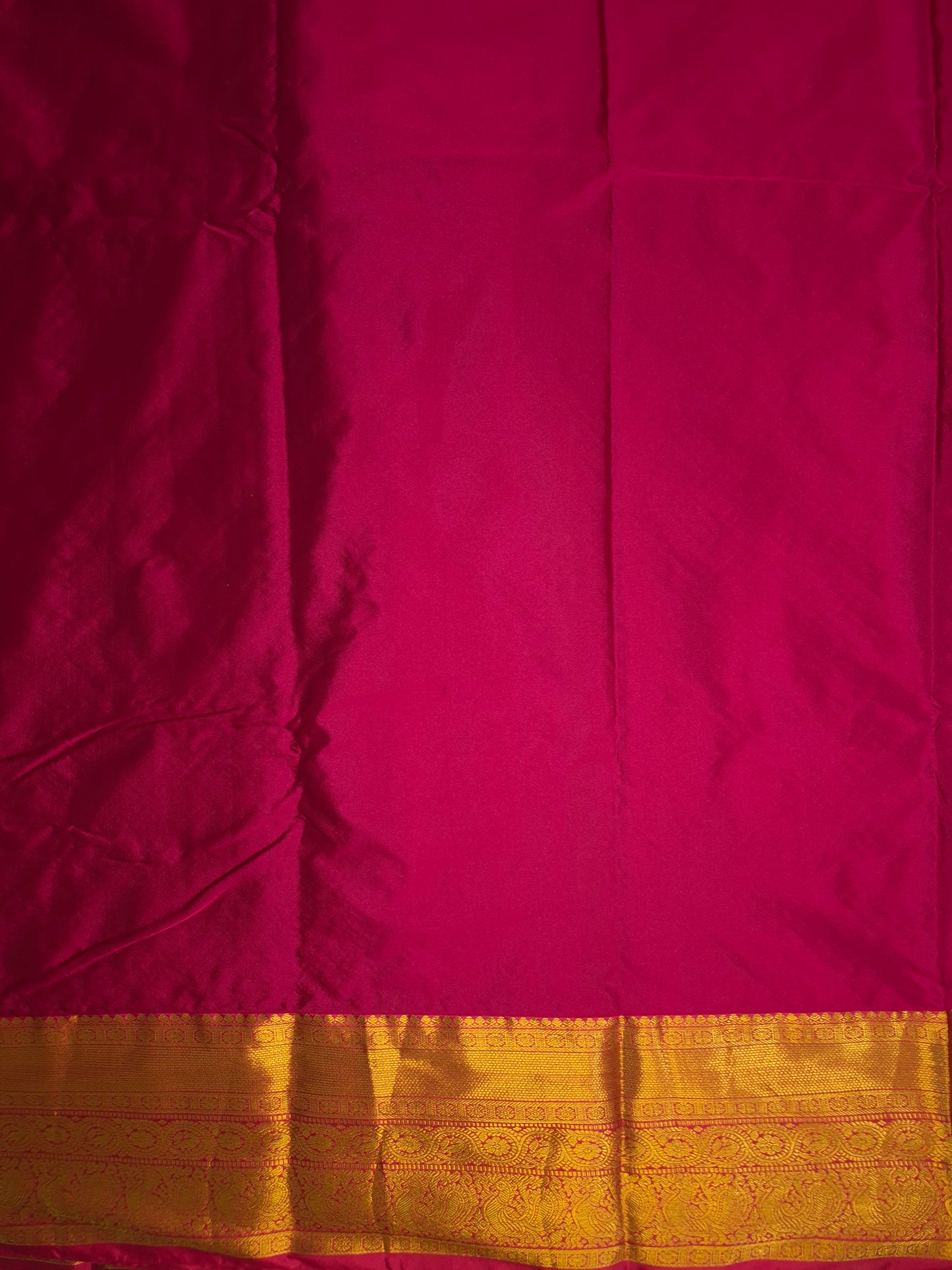 Light Green Kanchipuram Silk Saree with Rani Pink Border and Golden Zari