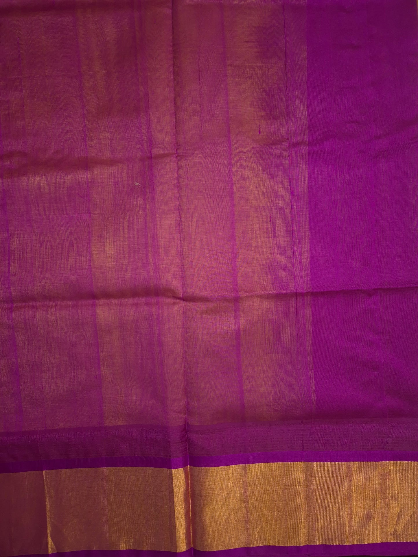 Yellow Silk Cotton Saree with Purple Border