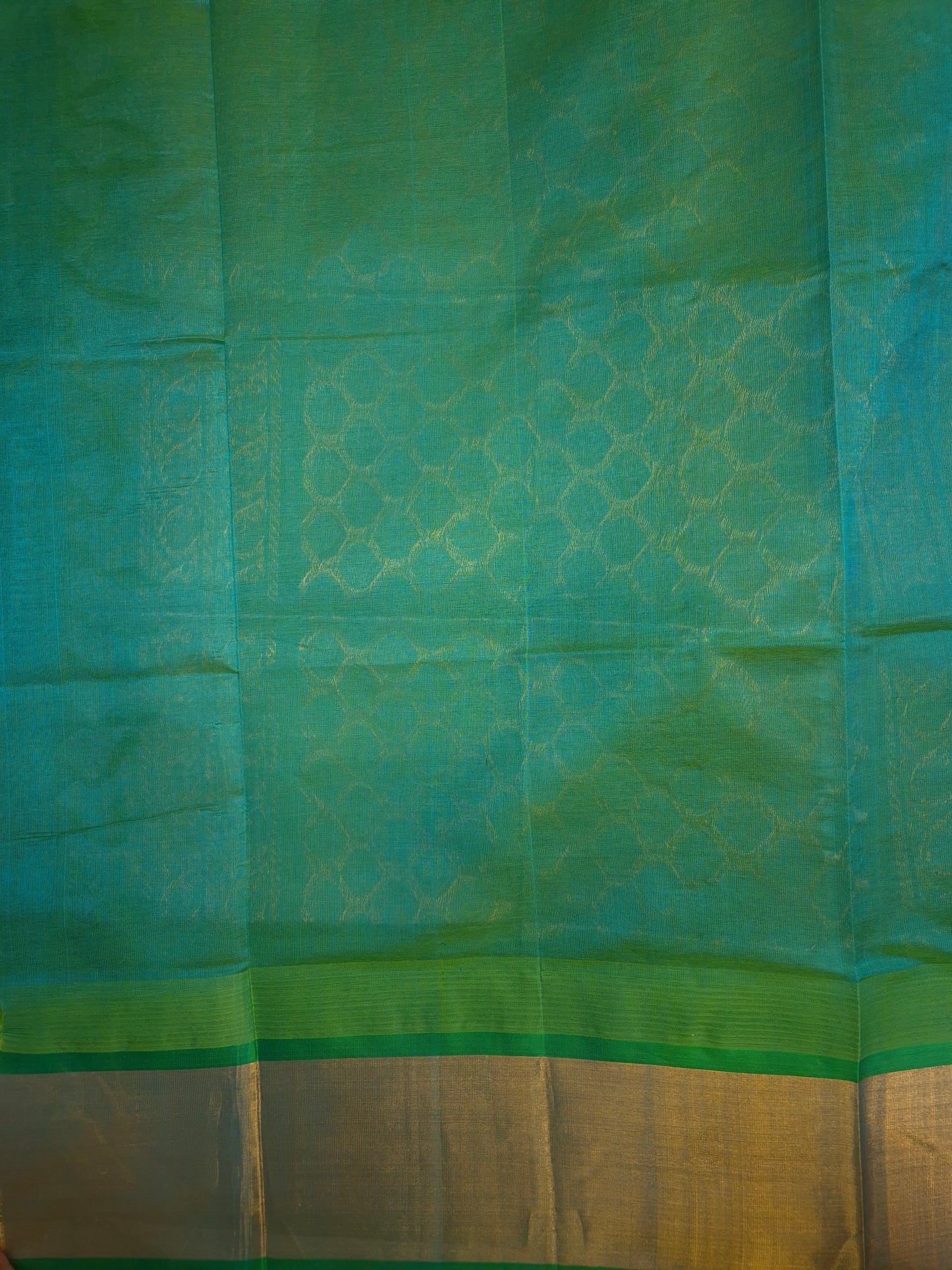 Yellow Silk Cotton Saree with Turquoise Blue Border
