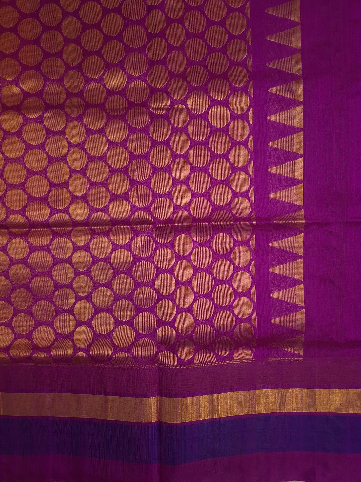 Mango Yellow Silk Cotton Saree with Purple Border