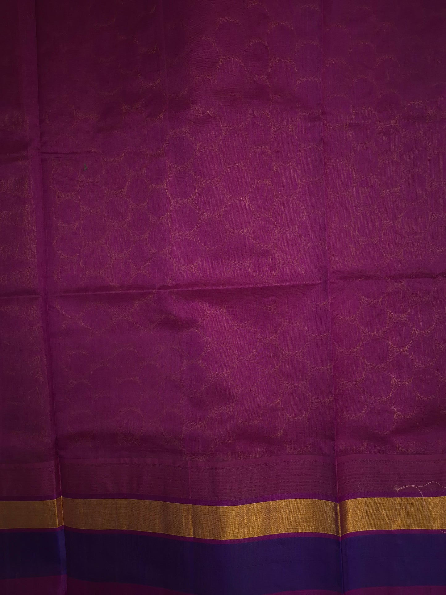 Mango Yellow Silk Cotton Saree with Purple Border