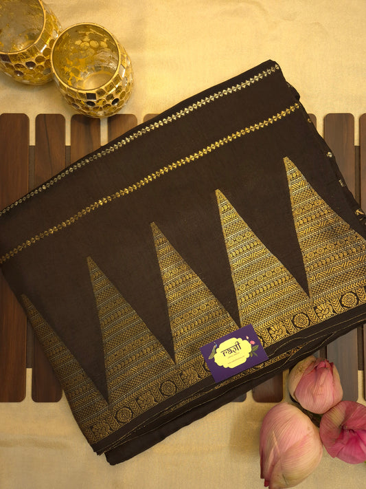 Black Mona Silk Saree with Golden and Silver Zari