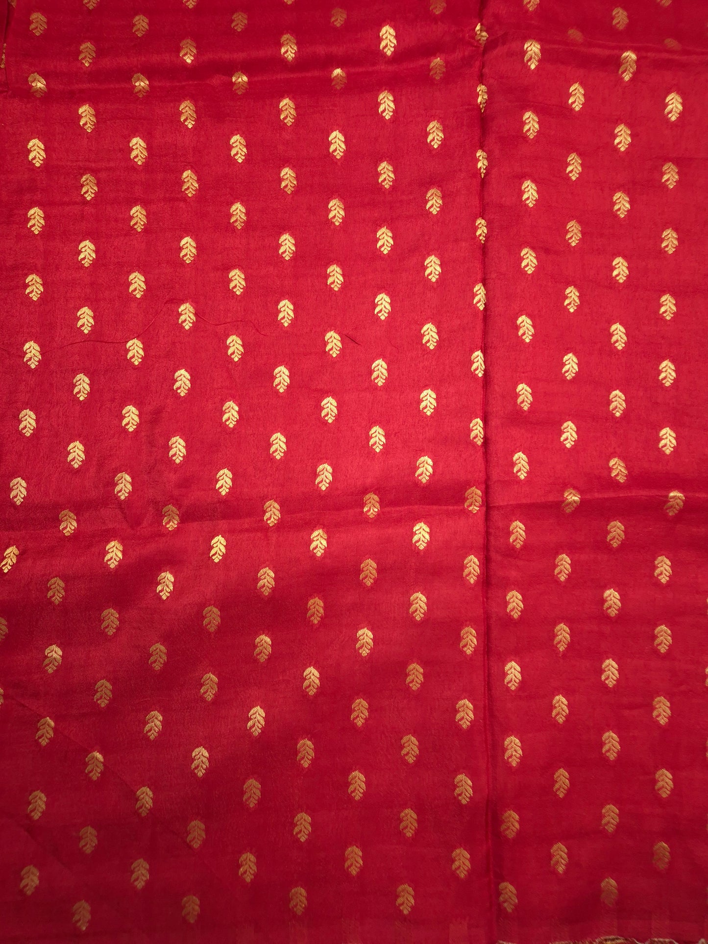 Red Mona Silk Saree with Golden and Silver Zari