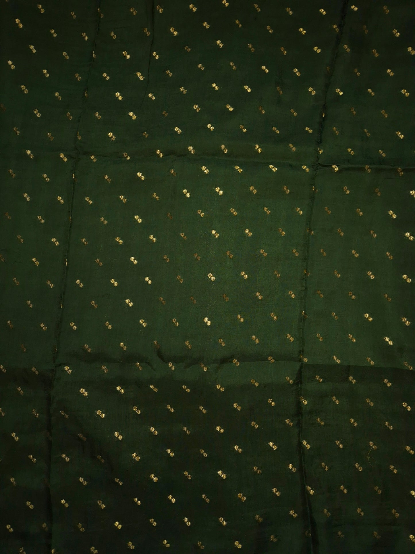 Dark Green Mona Silk Saree with Golden and Silver Zari