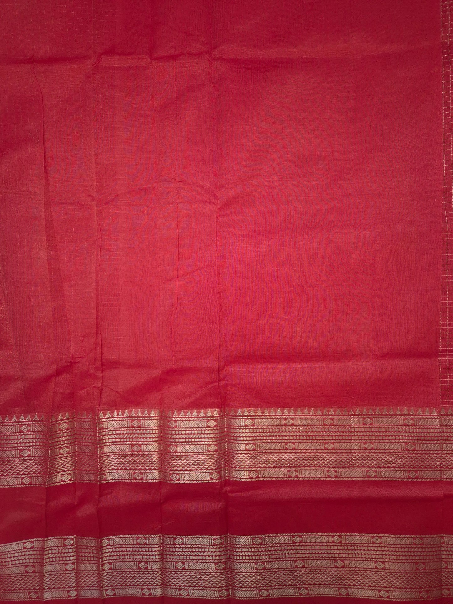 Coral Mangalgiri Pattu Silk Saree with Silver Zari