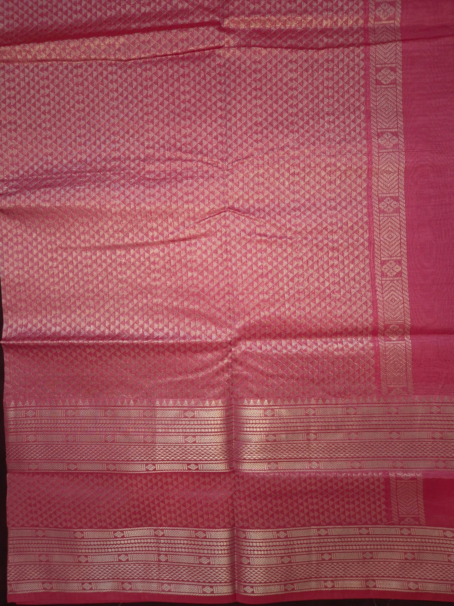 Light Pink Mangalgiri Pattu Silk Saree with Silver Zari