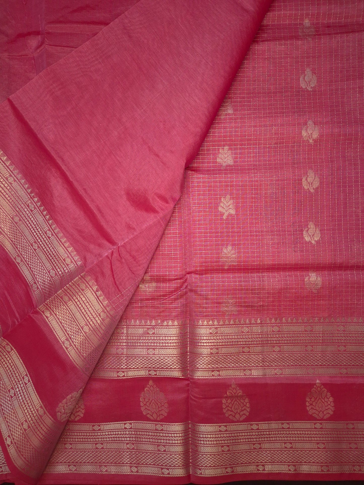 Light Pink Mangalgiri Pattu Silk Saree with Silver Zari
