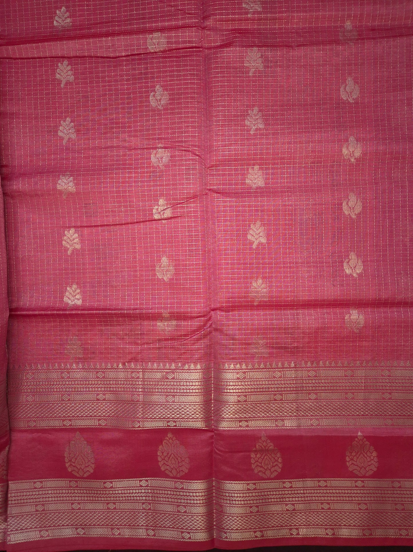 Light Pink Mangalgiri Pattu Silk Saree with Silver Zari