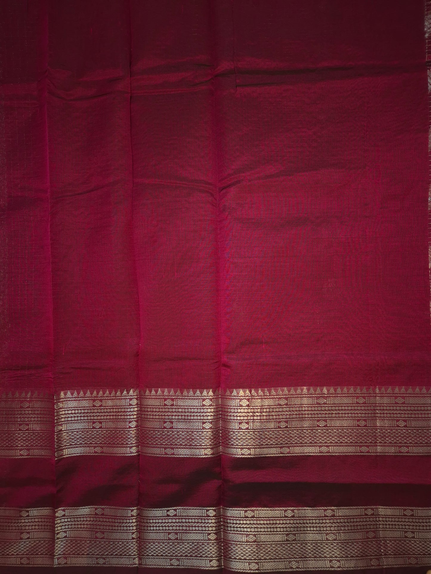 Burgundy Mangalgiri Pattu Silk Saree with Silver Zari