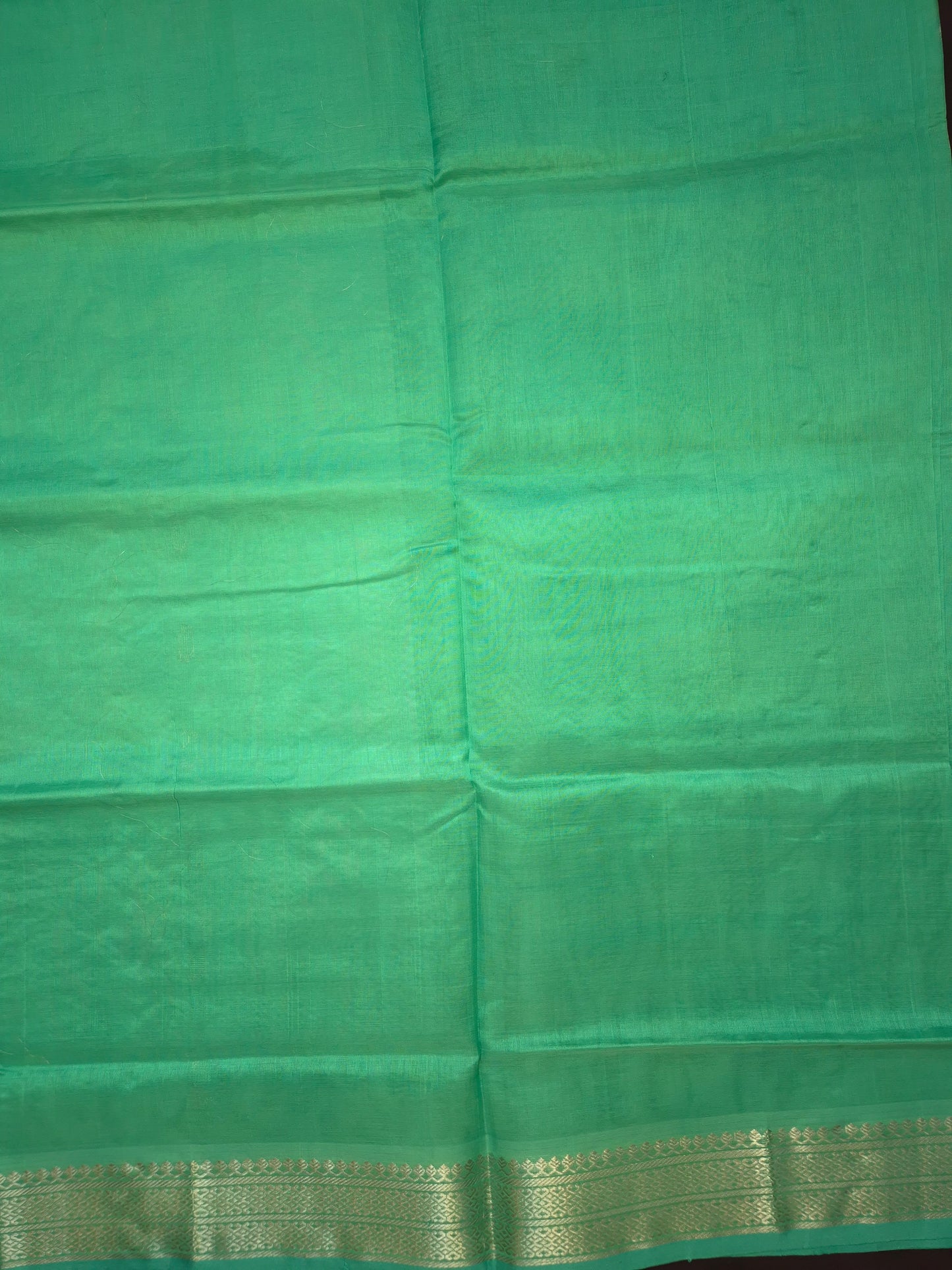 Turquoise Mangalgiri Kollam Pattu Silk Saree with all-over Silver Buttas