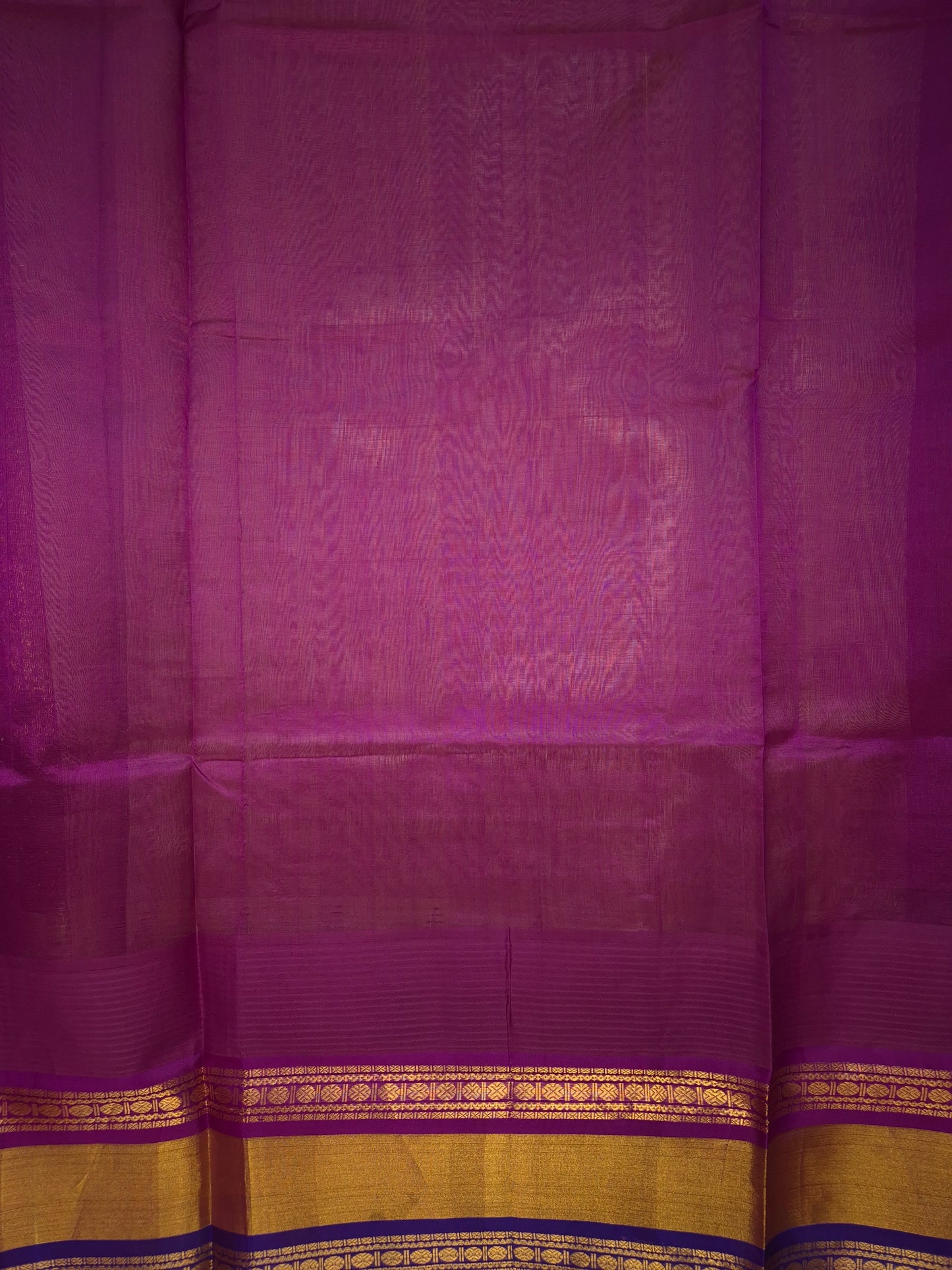 Beige Korvai Silk Cotton Saree with Magenta Border