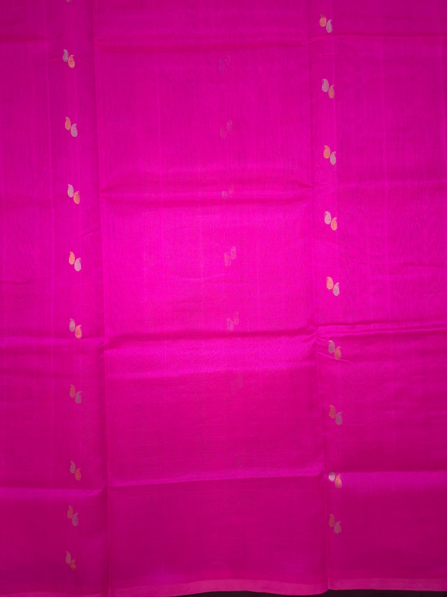 Pink Sico Silk Saree with Golden and Silver all-over Buttas