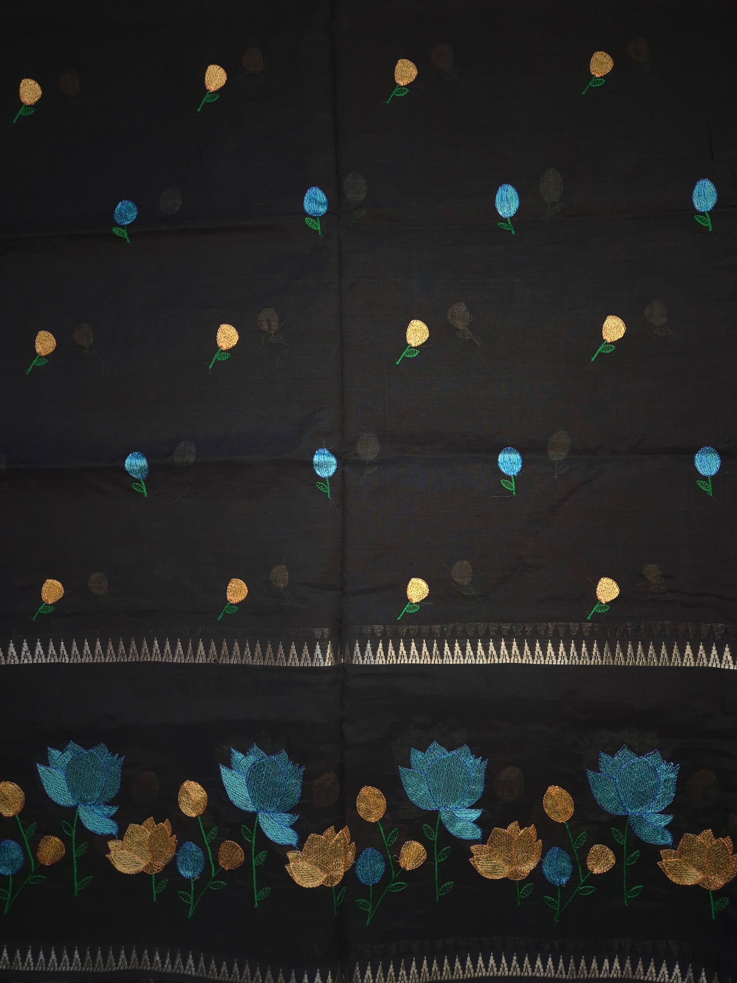Black Embroidery Mangalgiri Pattu Saree