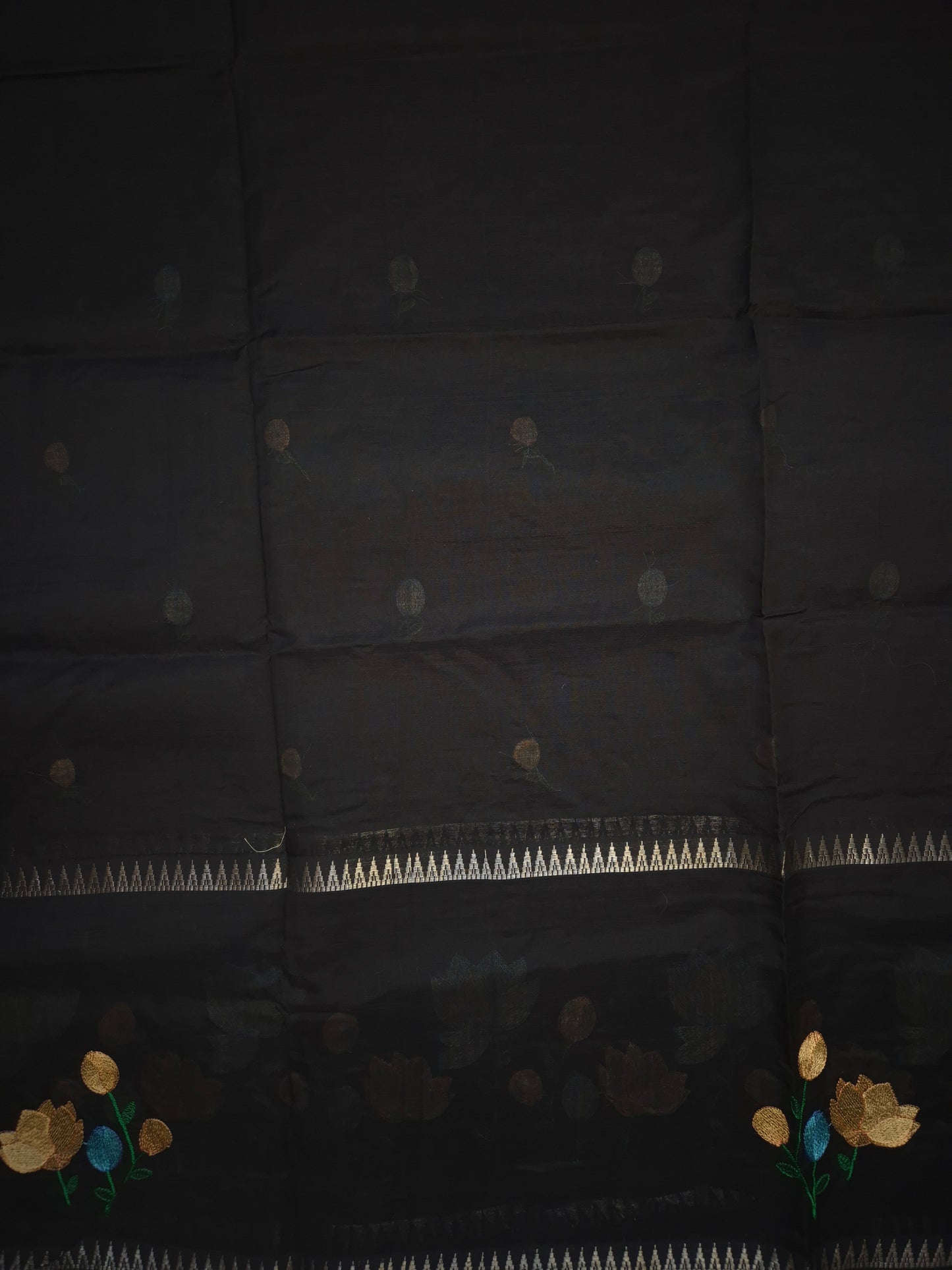 Black Embroidery Mangalgiri Pattu Saree