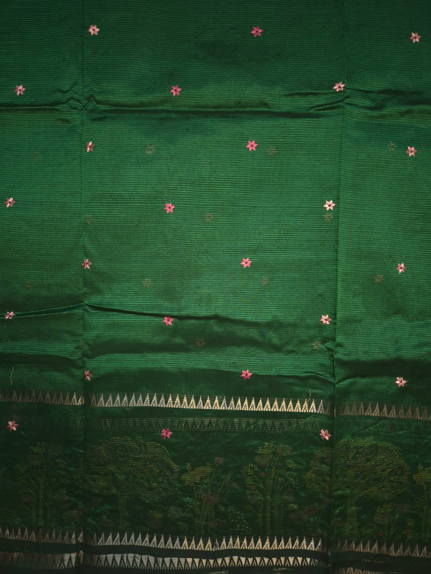 Dark Green Embroidery Mangalgiri Pattu Saree