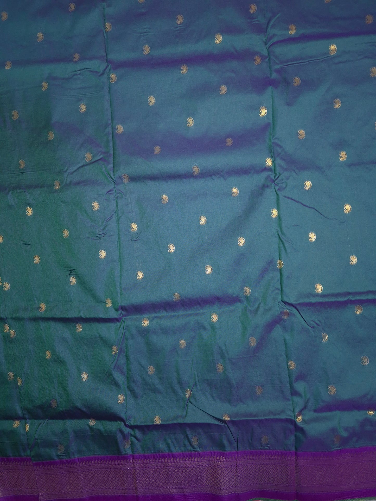Peacock Green Paithani Saree with Purple Border