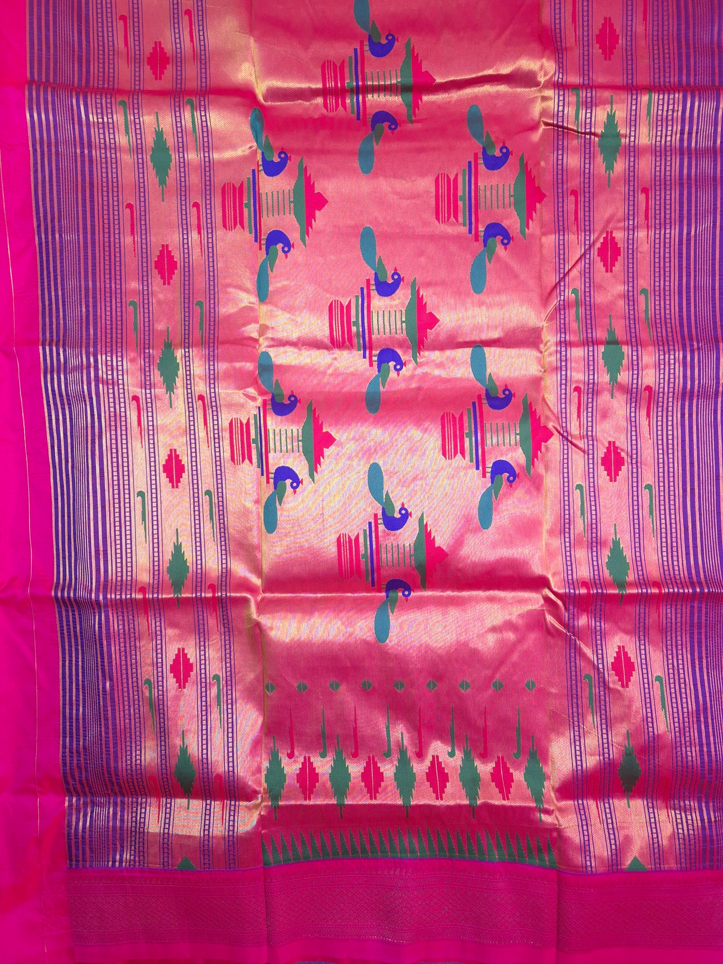 Dual Shade of Purple and Pink Paithani Saree with Pink Border