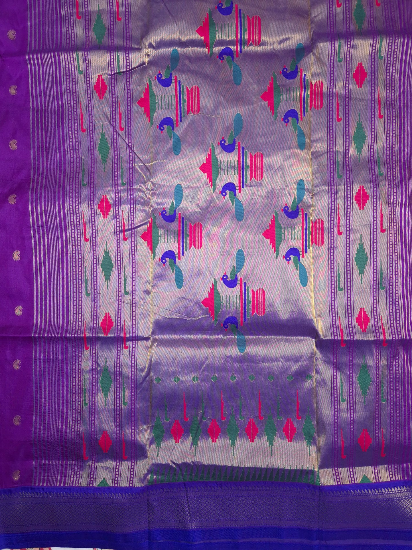 Purple Paithani Saree with Dark Blue Border
