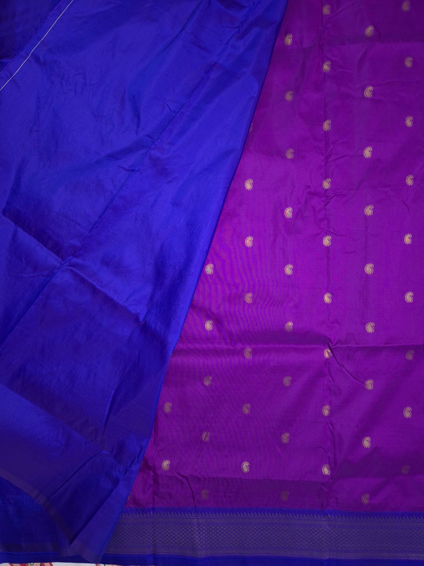 Purple Paithani Saree with Dark Blue Border