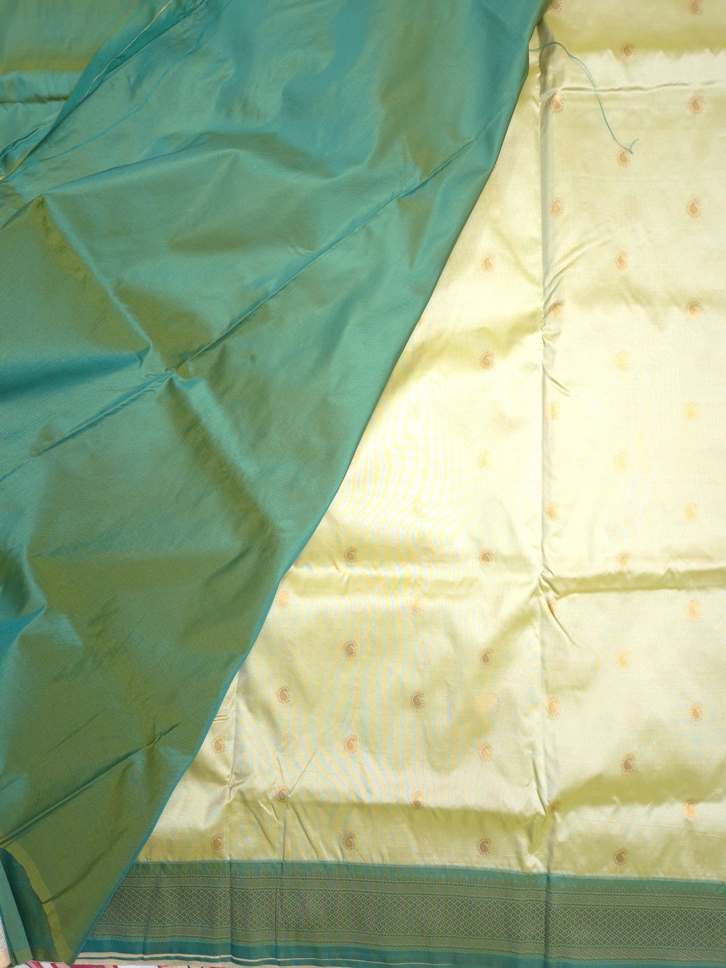 Cream Paithani Saree with Turquoise Border