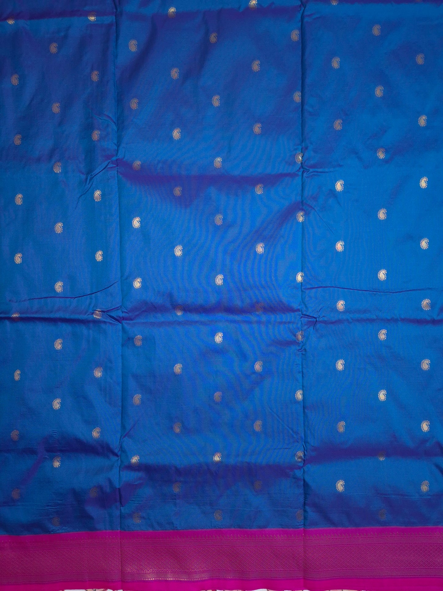 Royal Blue Paithani Saree with Pink Border