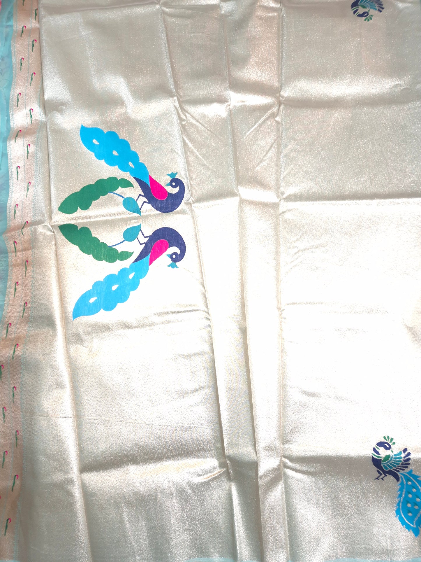 Turquoise Tissue Paithani Silk Saree