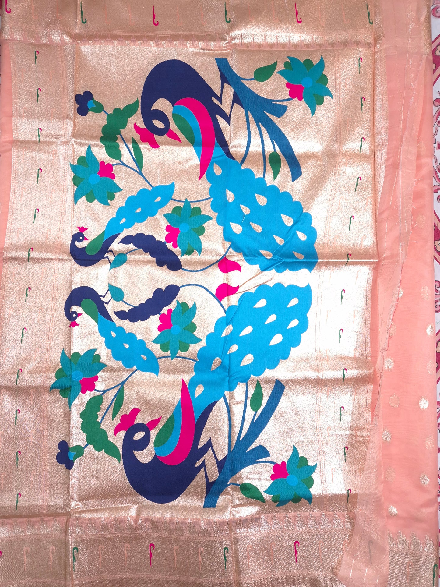 Peach Tissue Paithani Silk Saree