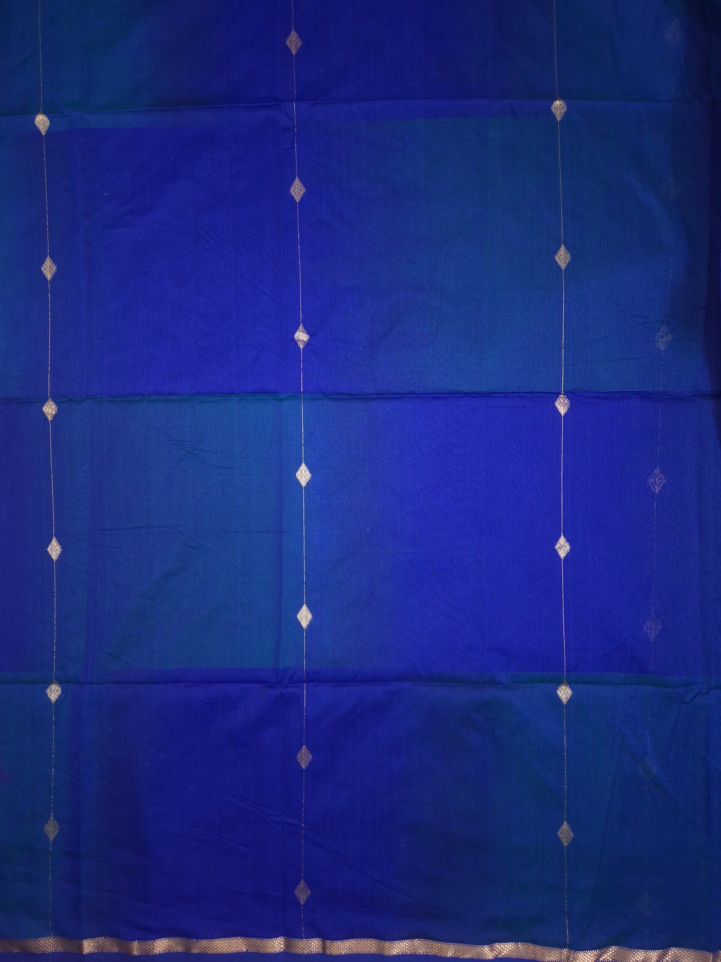 Royal Blue Maheshwari Silk Saree with Green tinge