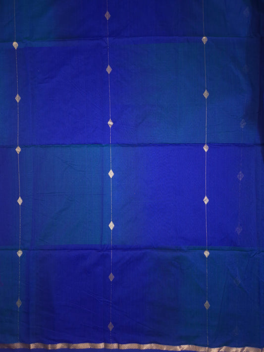 Royal Blue Maheshwari Silk Saree with Green tinge