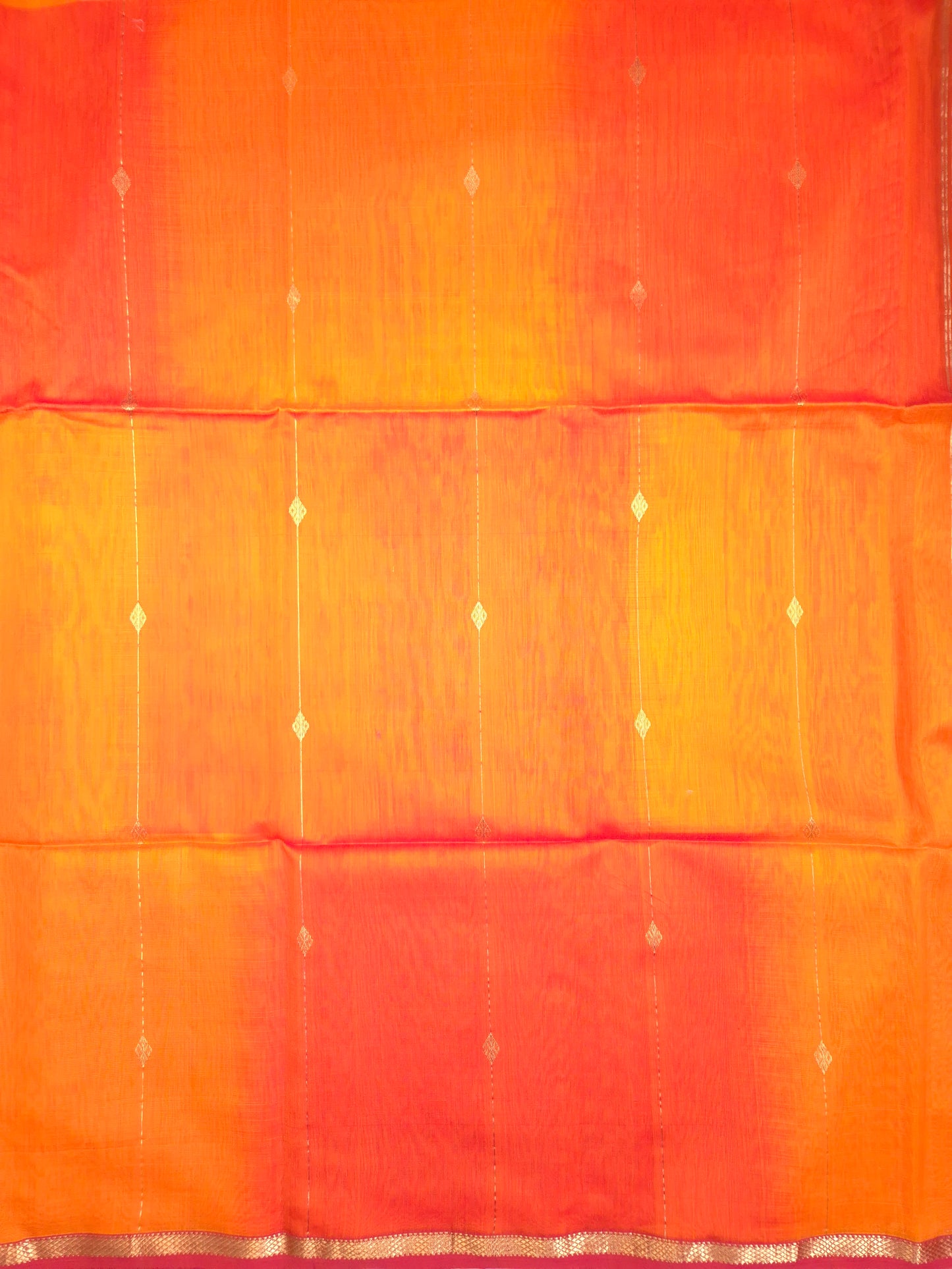 Orange Maheshwari Silk Saree with Red Tinge