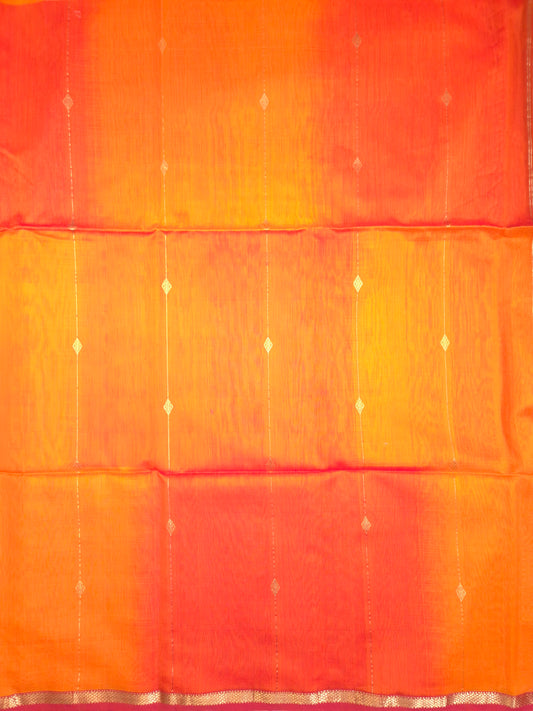 Orange Maheshwari Silk Saree with Red Tinge