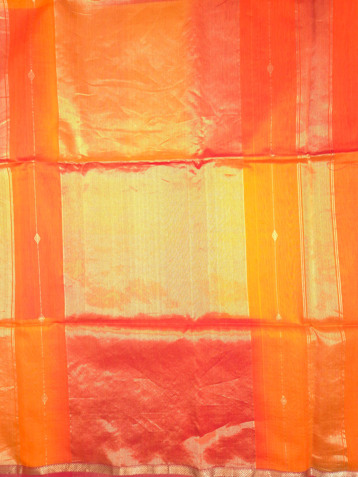Orange Maheshwari Silk Saree with Red Tinge
