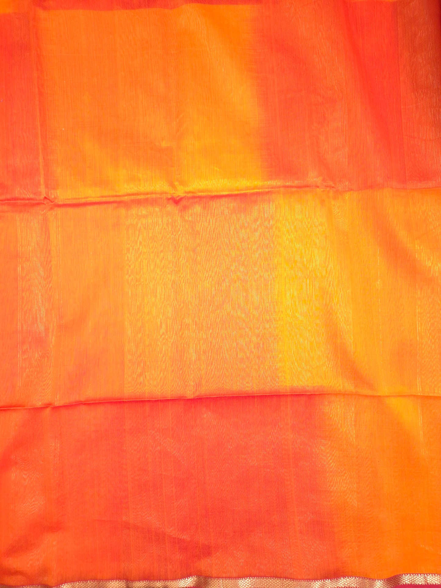 Orange Maheshwari Silk Saree with Red Tinge