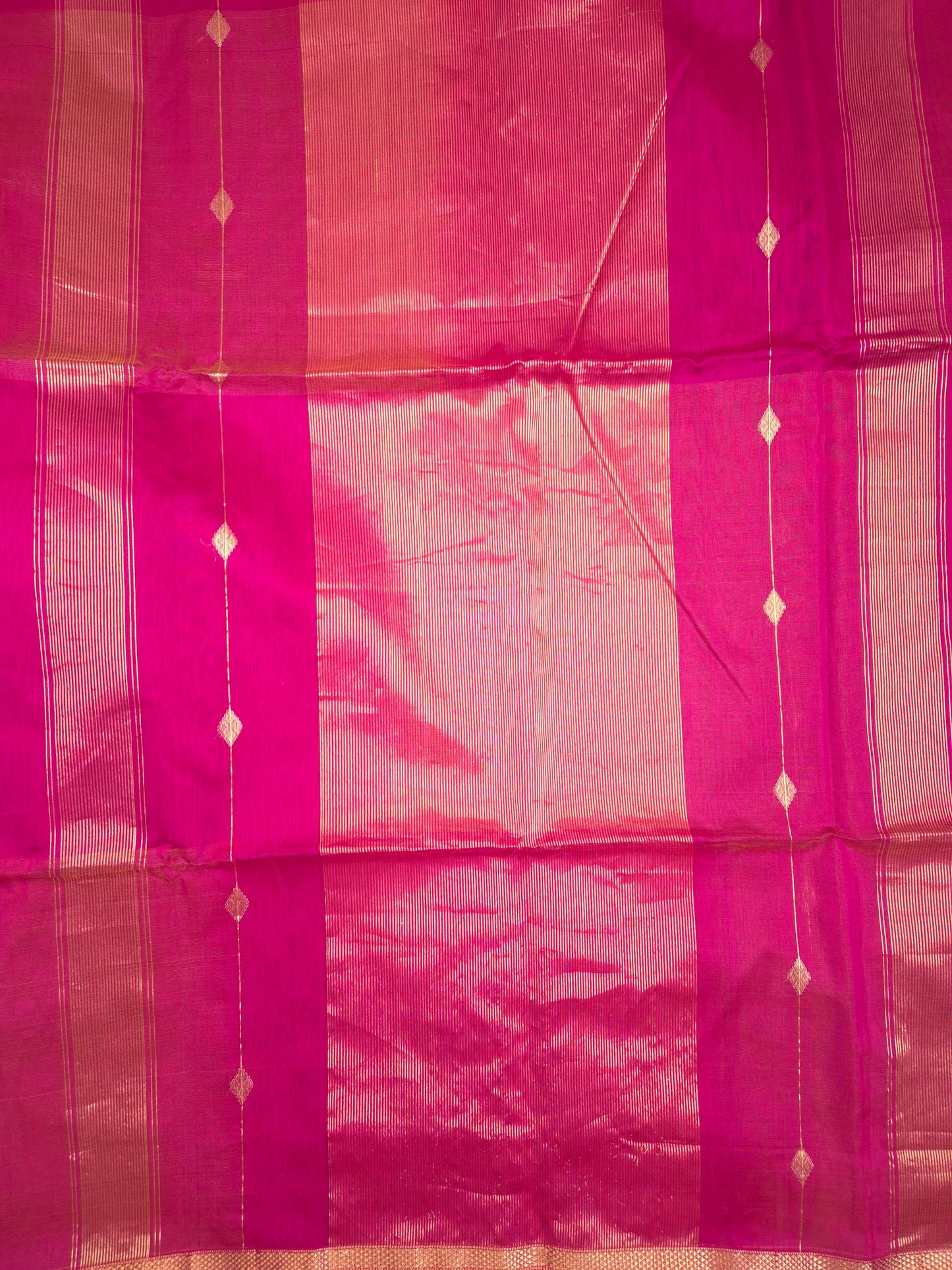 Red Maheshwari Silk Saree with Orange Tinge