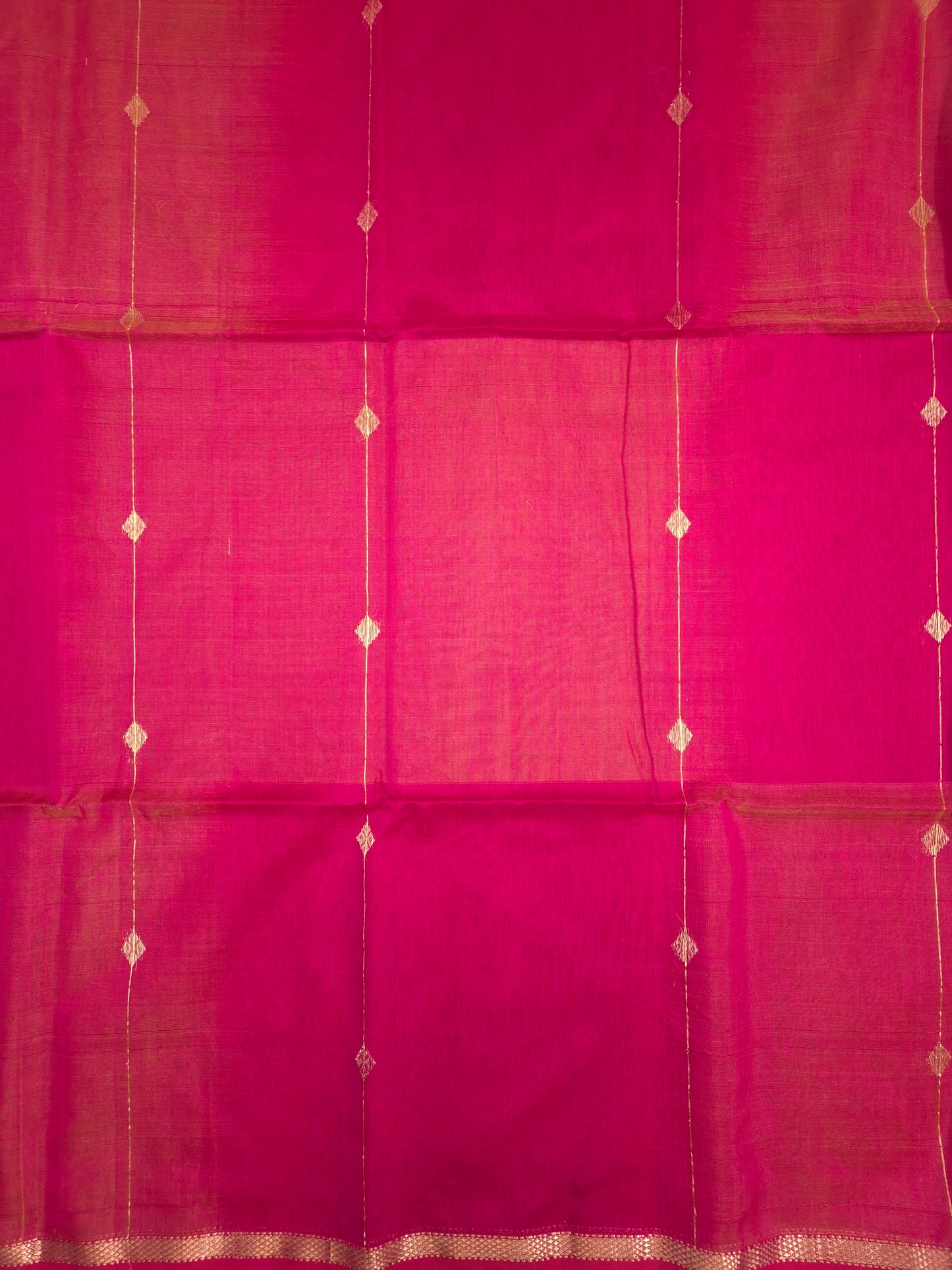 Rani Pink Maheshwari Silk Saree With Orange Combination