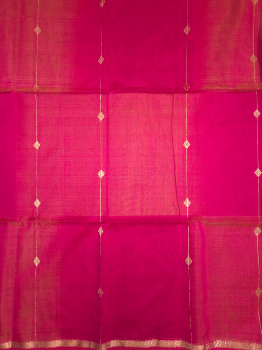 Rani Pink Maheshwari Silk Saree With Orange Combination