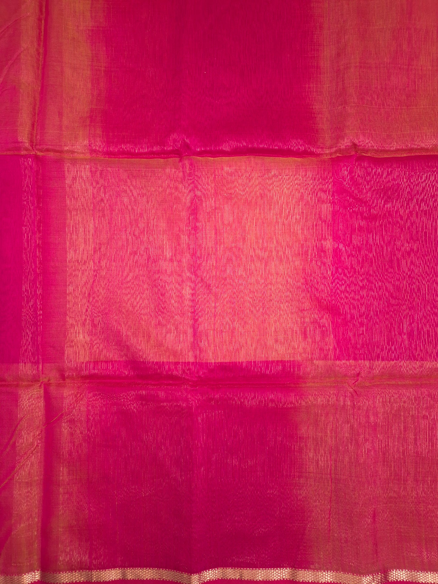 Rani Pink Maheshwari Silk Saree With Orange Combination