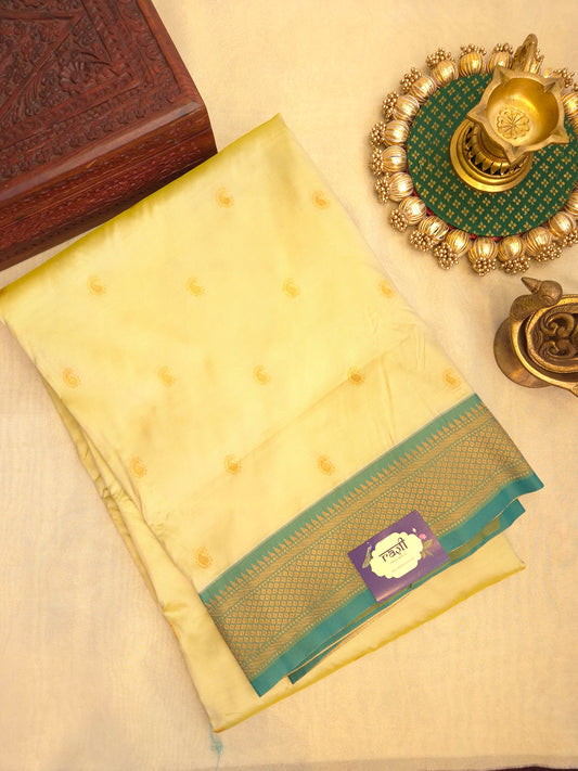 Cream Paithani Saree with Turquoise Border