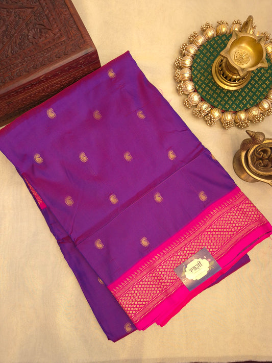 Dual Shade of Purple and Pink Paithani Saree with Pink Border