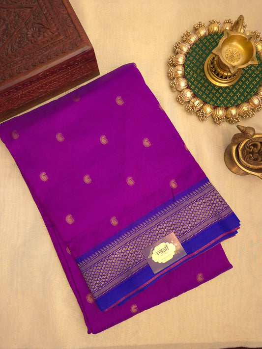 Purple Paithani Saree with Dark Blue Border