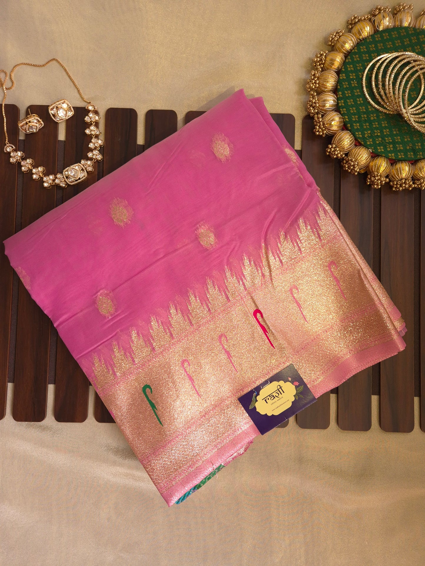 Pink Tissue Paithani Silk Saree