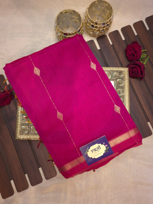 Pink Maheshwari Silk Saree with Yellow Combination