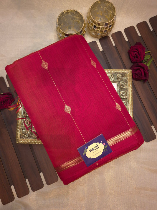 Red Maheshwari Silk Saree